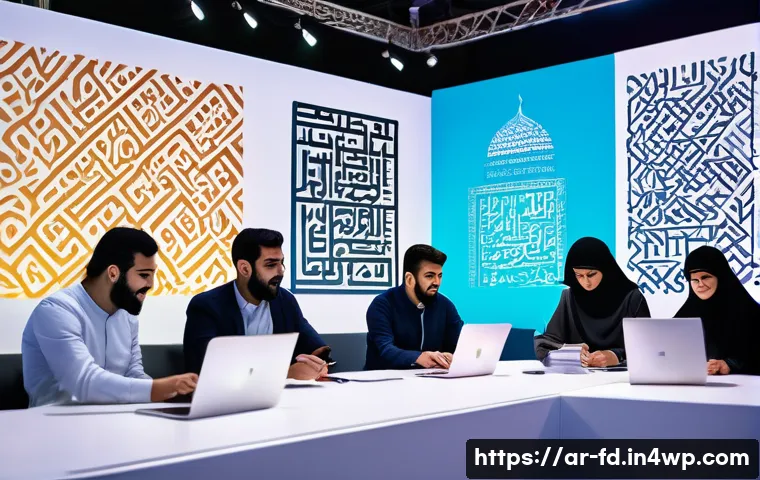 고급 SEO를 위한 포럼 및 커뮤니티 활용 - A vibrant digital forum scene set in a modern Middle Eastern city, with diverse Arab professionals a...